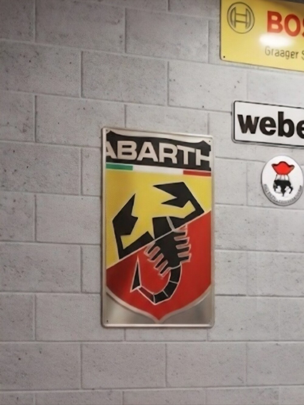 Authentic Abarth Officine Dealership Metal Wall Sign 8x11.5 Fiat Car Memorabilia